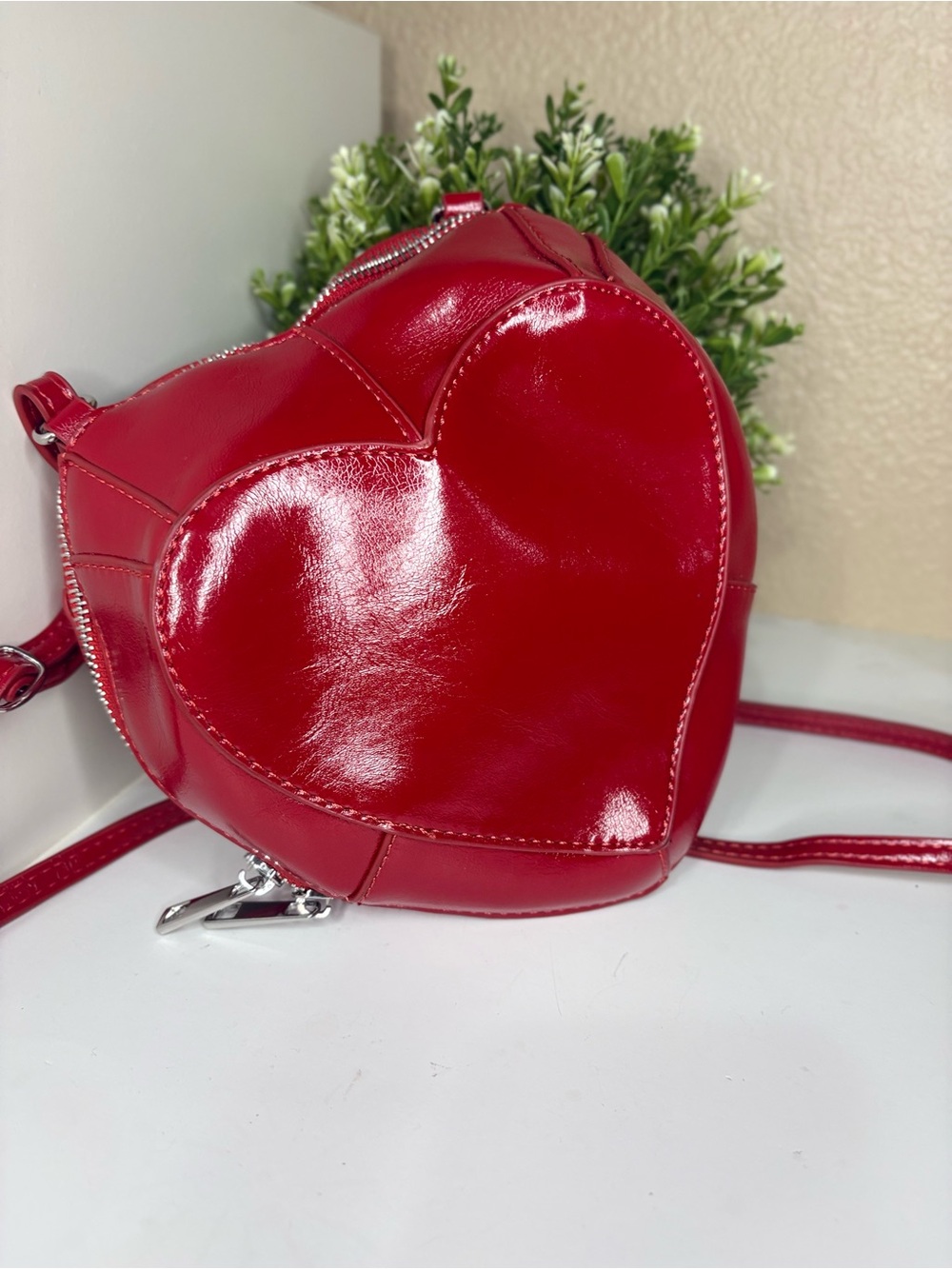 ASOS design Red Heart-Shaped Crossbody Bag